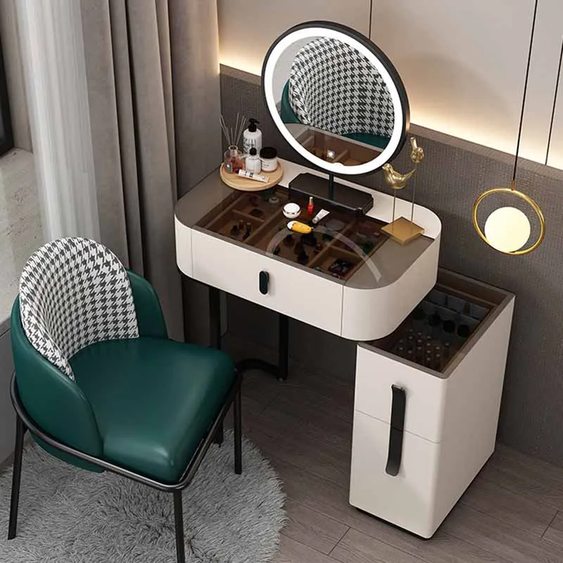

Dressing Table Bedroom Modern Minimalist Dresser Sense Of Luxury Storage Cabinet Integrated Makeup Vanity Table with Mirror Set