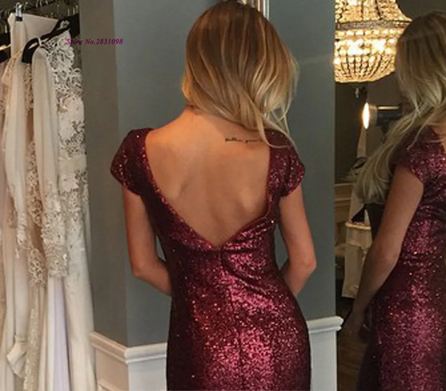 Женское вечернее платье-русалка Бордовое платье с блестками длинным рукавом и