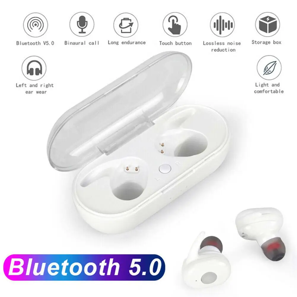 

Qp4 Portable Binaural Call Waterproof Earpiece Bluetooth 5.0 Touch Button Earphones With Charge Case
