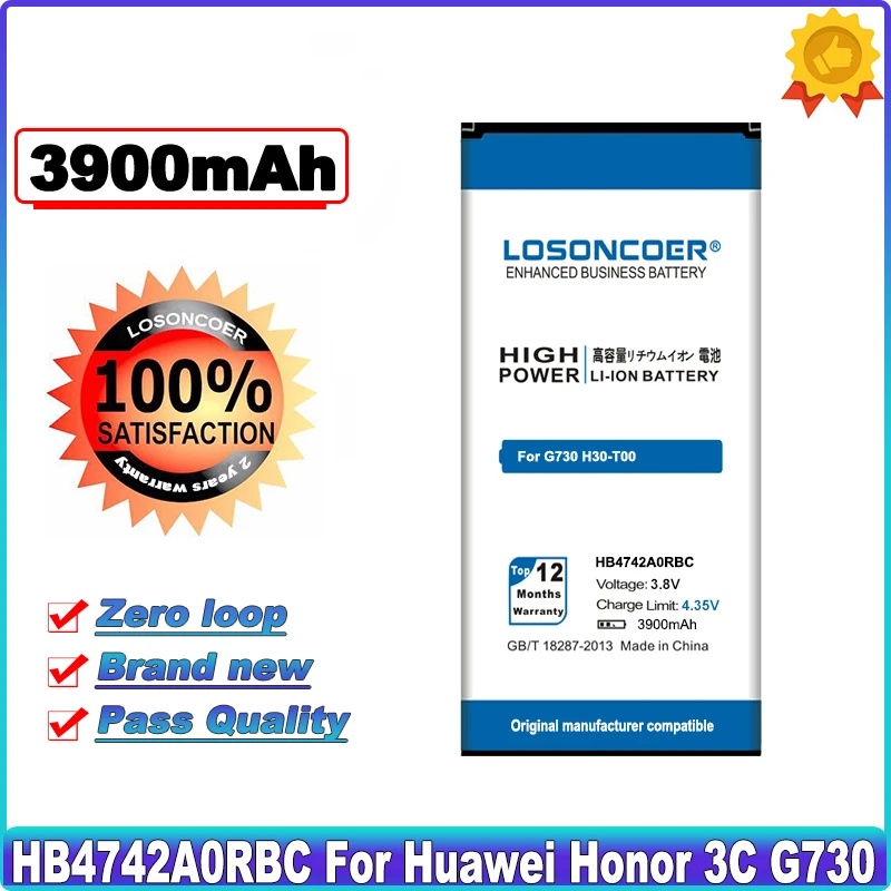 LOSONCOER 3900mAh HB4742A0RBC запасная батарея для Huawei Honor 3C G740 G730 H30 T00 T10 U10 H30|battery for huawei|battery forfor huawei hb4742a0rbc battery |