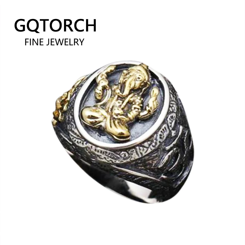 Мужские кольца со слонами из натуральной 925 пробы и серебра желтого золота с