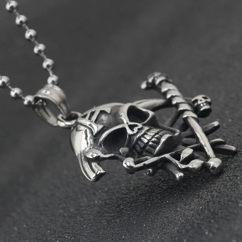 

[316L Stainless Steel] Retro Hip Hop Fashion Skull Pendant Necklace Men and Women Necklace Jewelry Gifts