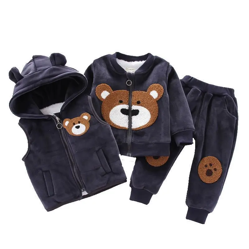 Комплект одежды для маленьких мальчиков и девочек зимний флисовый детский худи с