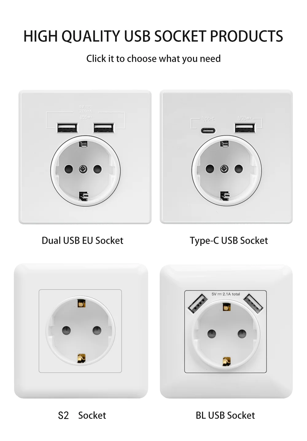 Herepow Usb Wall Power Google Home Appliance Sockets 16A EU Standard Outlet 110V-250V Dual USB Electrical Socket Charger Port |