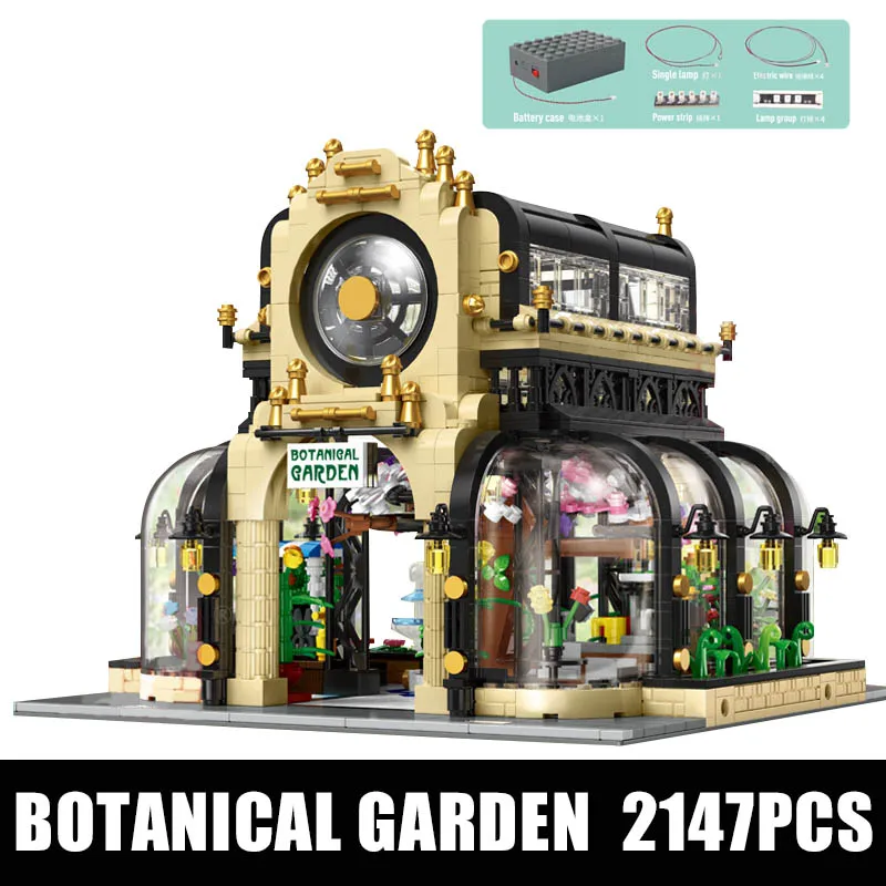 

MOULD KING MOC Streetview Building Toys Model Botanical Garden Led Lights Set Blocks Stacking Bricks Kids Toys Christmas Gifts