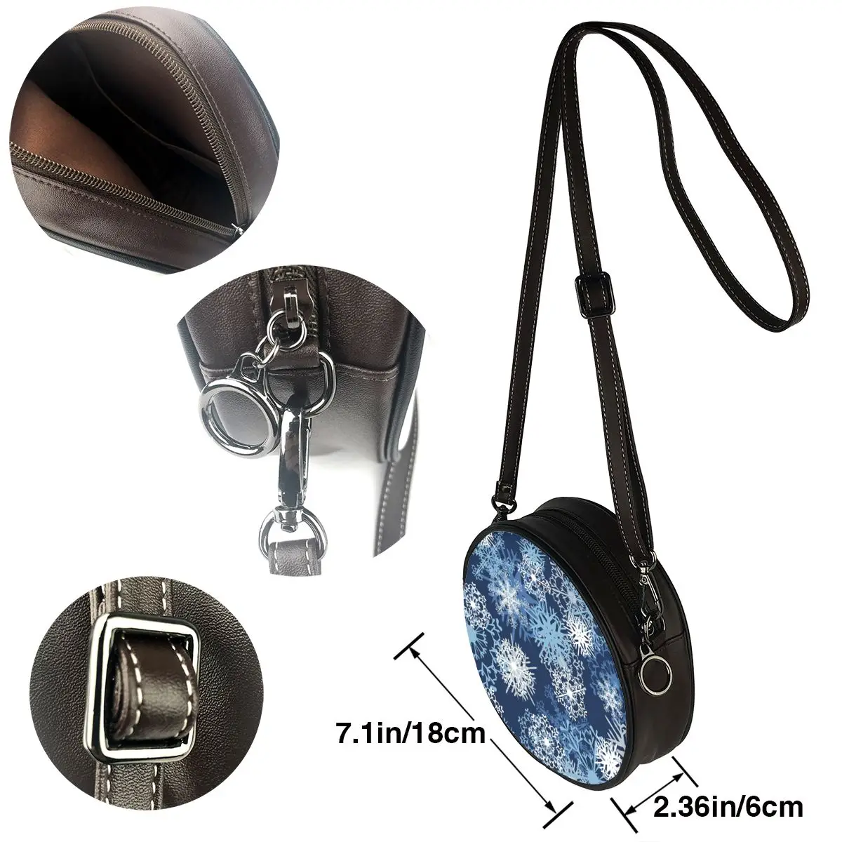 

Snowflake Patterns Bag Round Shoulder Bag Small Women Fashion Summer Messenger Crossbody Bags
