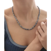 brass plated with real gold pastoral style elegant trend retro wild blue rendering natural stone necklace for women jewelry 2022