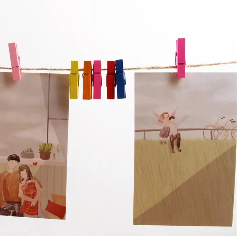 20 шт./упак. Цветной мини деревянный зажим фотоальбом Офис вечерние украшения