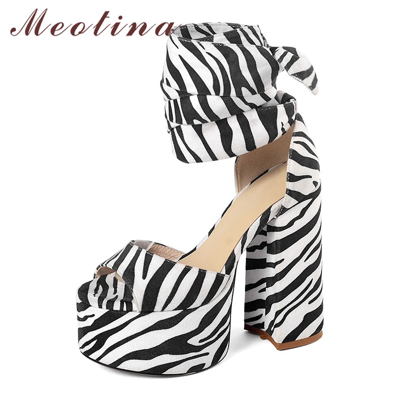 

Meotina Summer Sandals Women Shoes Mixed Colors Platform Square Heel Ankle Strap Shoes Sexy Super High Heel Sandals Female 34-43