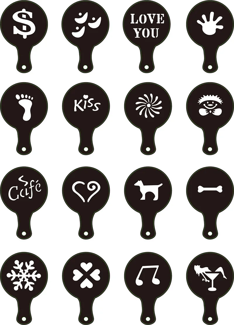 16 шт./компл. забавные креативные трафареты для кофе латте капучино рисования