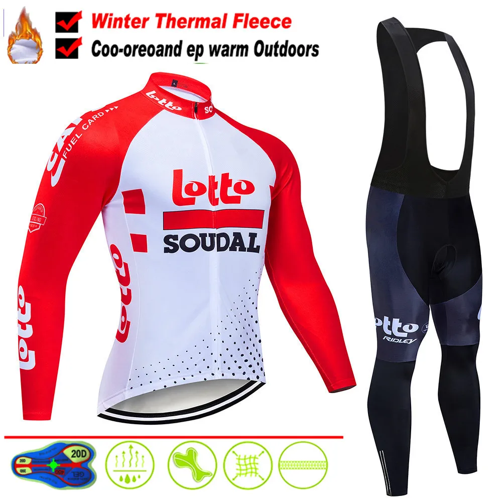 

lotto Cycling Jersey Set Pro Team Long Sleeve Clothes Men Winter Cycling Clothing Thermal Fleece Ropa Ciclismo Hombre Warm