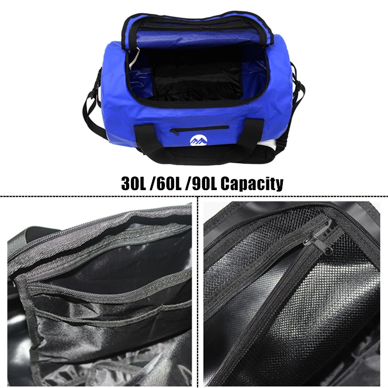 30/60/90L Waterproof Swimming Bag PVC River Tracing Dry Sack Storage Rafting Boating Kayaking Trekking Swimming Travel Bag