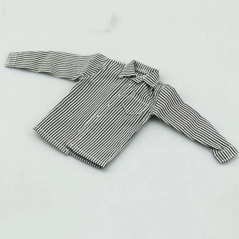 

In Stock 1/6 Scale Male Fashion Striped Shirt Long-sleeve Shirt Clothes Model for 12 inches Action Figure Body Accessory