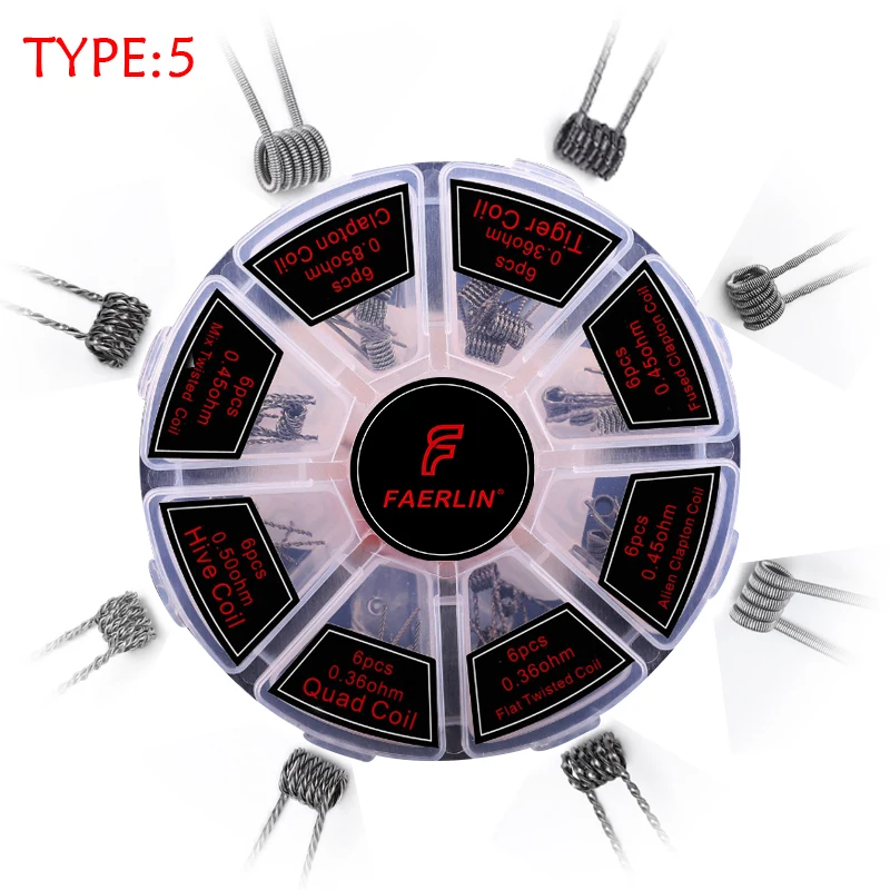 8 в 1 Предварительно Построенная катушка Clapton Alien Hive Quad плоский витой плавленый нагревательный провод для Vape DIY Готовые катушки fireluke сетки