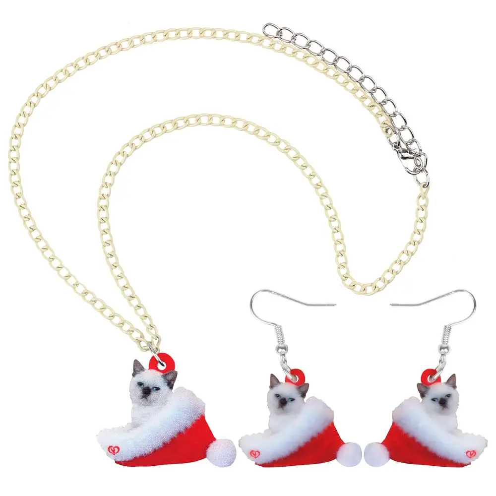 Bonsny акриловые рождественские шляпы сиамские украшения с котятами наборы