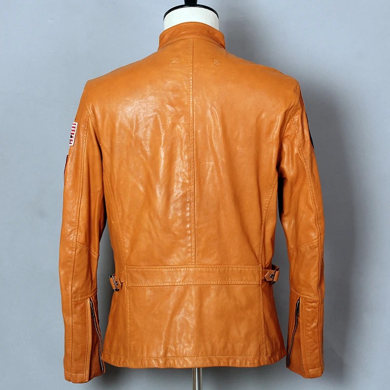 AVIREX FLY/модная мужская куртка из натуральной кожи приталенная короткая