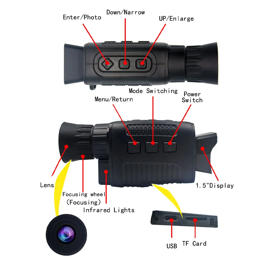 Monocular Infrared Night Vision Device HD Camera Outdoor Day and Digital Telescope For Hunting Tactical Accessories NV1000 | Электроника