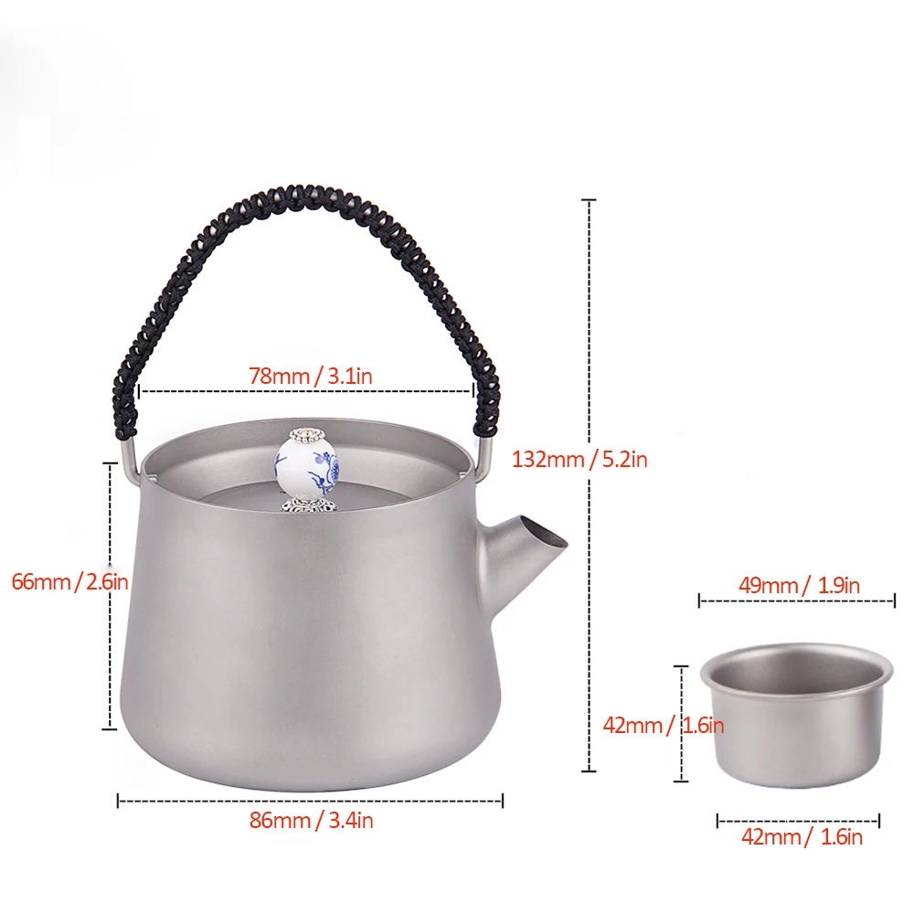 Lixada 240 мл титановый чайник для воды чайный набор сетчатый заварки с 2 чашками дома