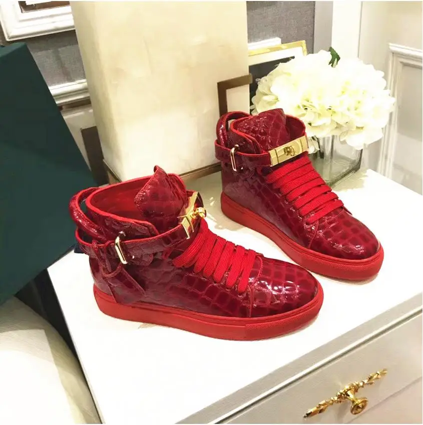 

2020European and American high-end pp new red stone pattern high-top shoes female leather casual tide brand street men and women