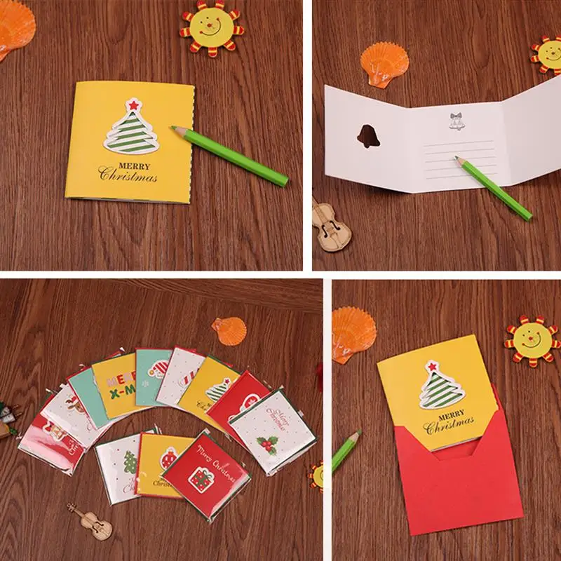 

96pcs Creative Merry Christmas Greeting Card Mini Christmas Postcard Three Fold X-Mas Greeting Cards New Year Postcard Gift Card