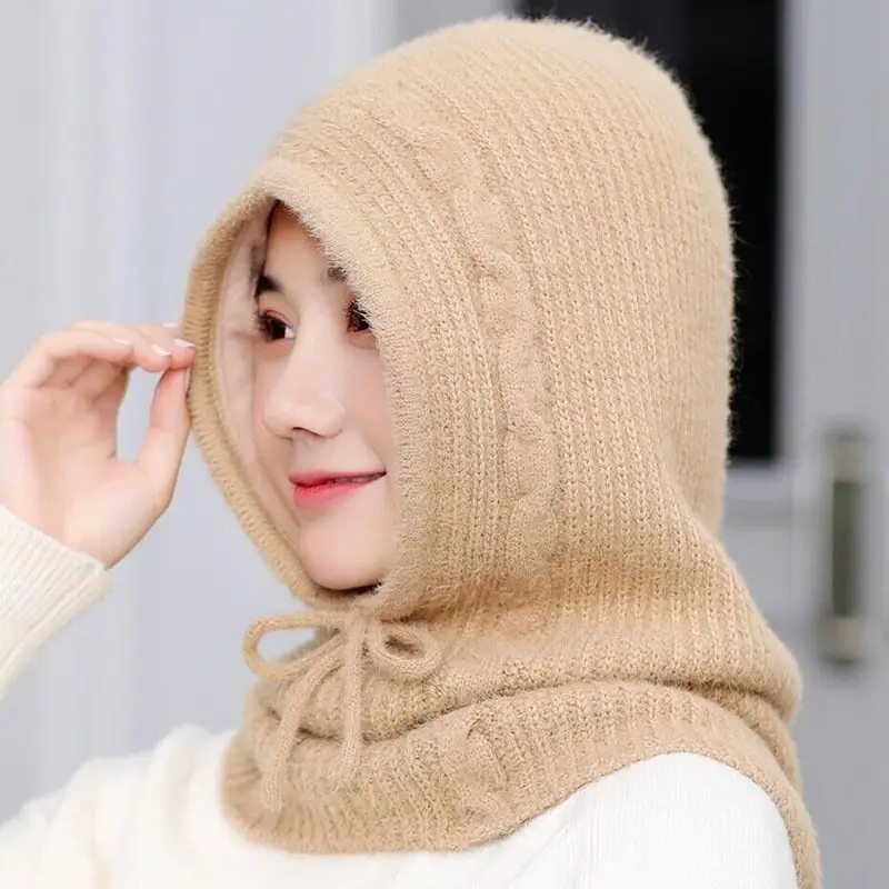 Зимние шерстяные вязанные шарф и шапка набор бини женский шарф Skullies Beanies шапки для женщин шапка s Gorras Bonnet маска цельная шапка
