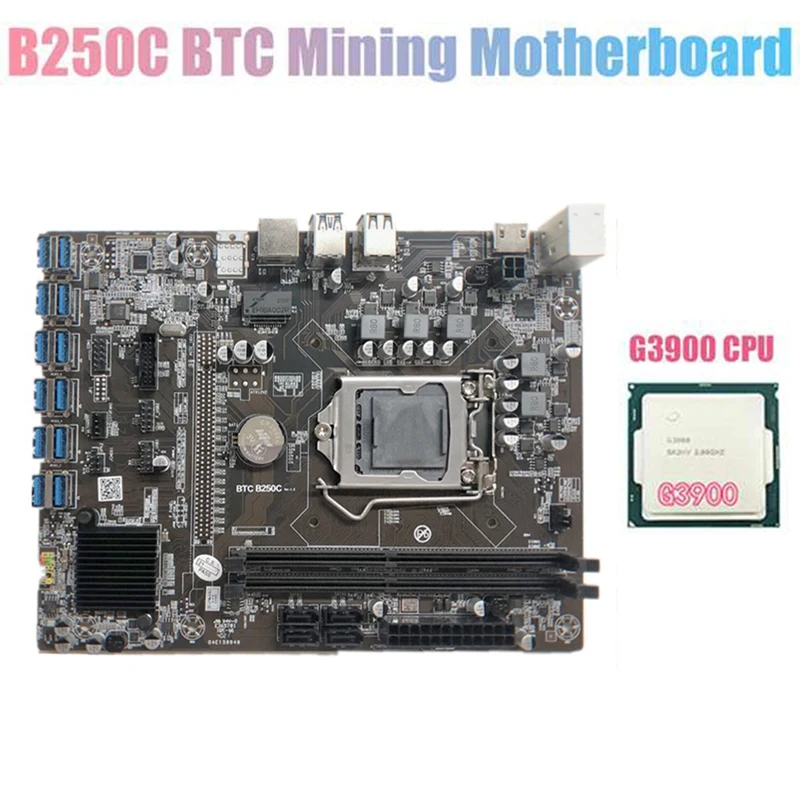 

Материнская плата B250C для майнинга BTC с процессором G3900 12xpcie в разъем для графической карты USB3.0 LGA1151 поддерживает DDR4 DIMM RAM для BTC