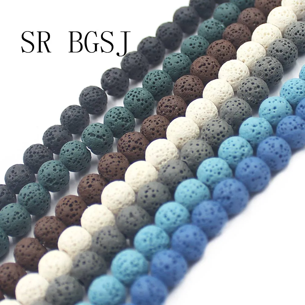 6 8 10 12 мм Круглые разные цвета лава камень драгоценные камни ювелирные изделия