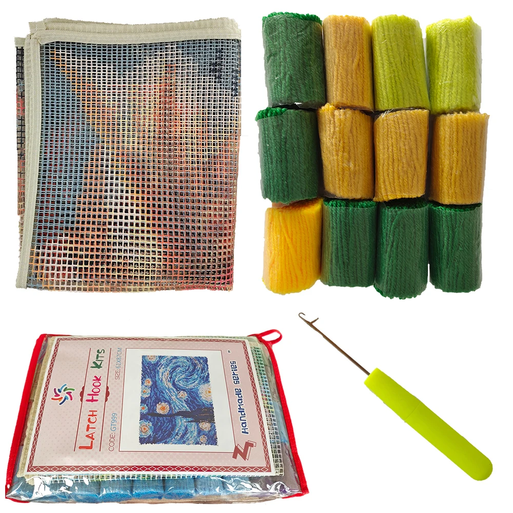 Alfombra con gancho de pestillo, regalo hecho a mano de tigres, alfombra de felpa artesanal, Kits de ganchillo, tapiz de pared, cuadr&iacute;cula, artesan&iacute;as de tela-1