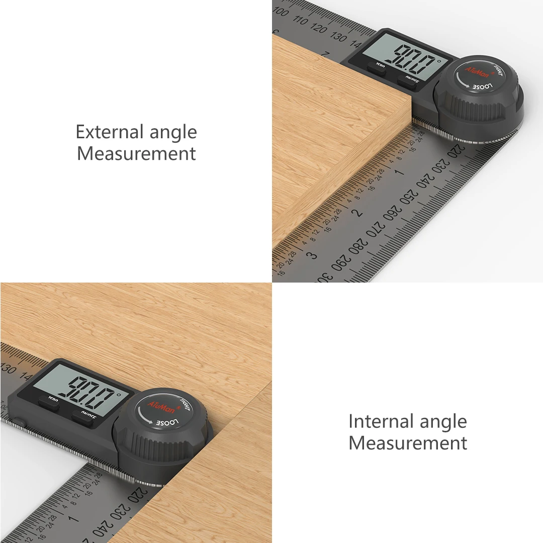 

2-in-1 Folding Measuring Ruler Angle Ruler Straight Ruler Digital LED Display 360 Degree Measure Interior Angle Exterior Angle