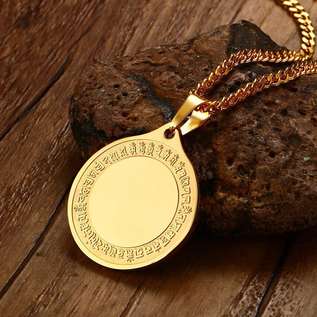 Ожерелье из нержавеющей стали с подвеской в виде Будды длинной цепочкой-золото |