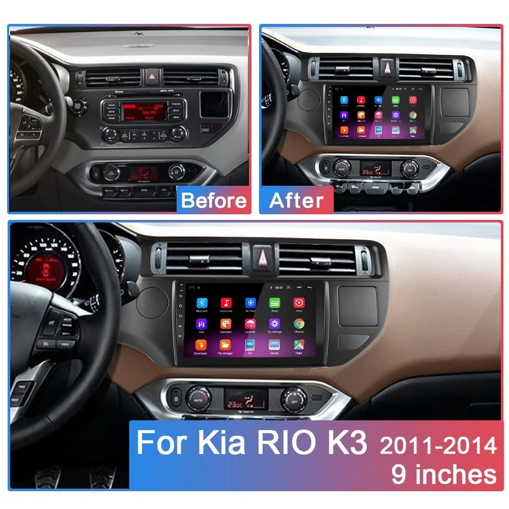 9 дюймов Android 2 Din Автомобильный мультимедийный плеер авторадио для Kia RIO K3 2011 2012 2013