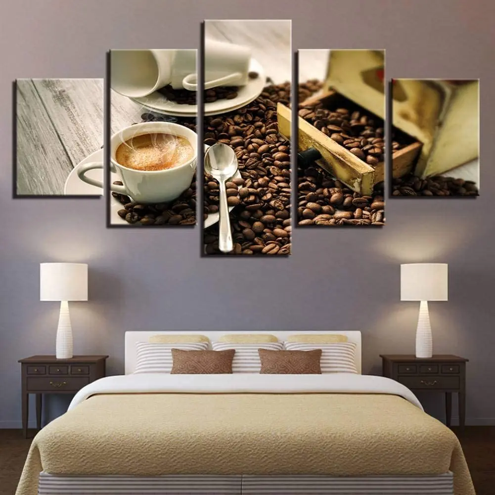 5 шт. настенные картины на холсте с изображением кофейных зерен плакаты для