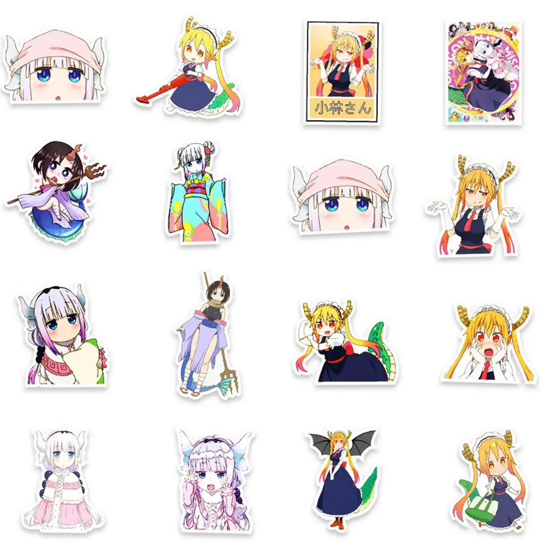 50 unids/lote Anime japon&eacute;s la se&ntilde;orita Kobayashi es Drag&oacute;n criada linda chica pegatinas para bicicletas de tel&eacute;fono etiqueta engomada etiqueta-3