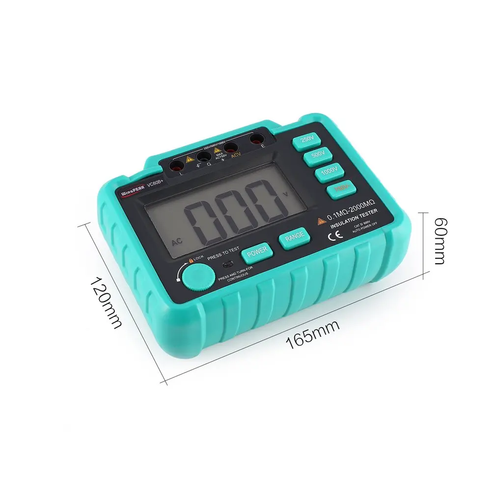 

High Voltage LED Indication VC60B+ 1000V Digital Auto Range Insulation Resistance Meter Tester Megohmmeter Megger 1999 Counts