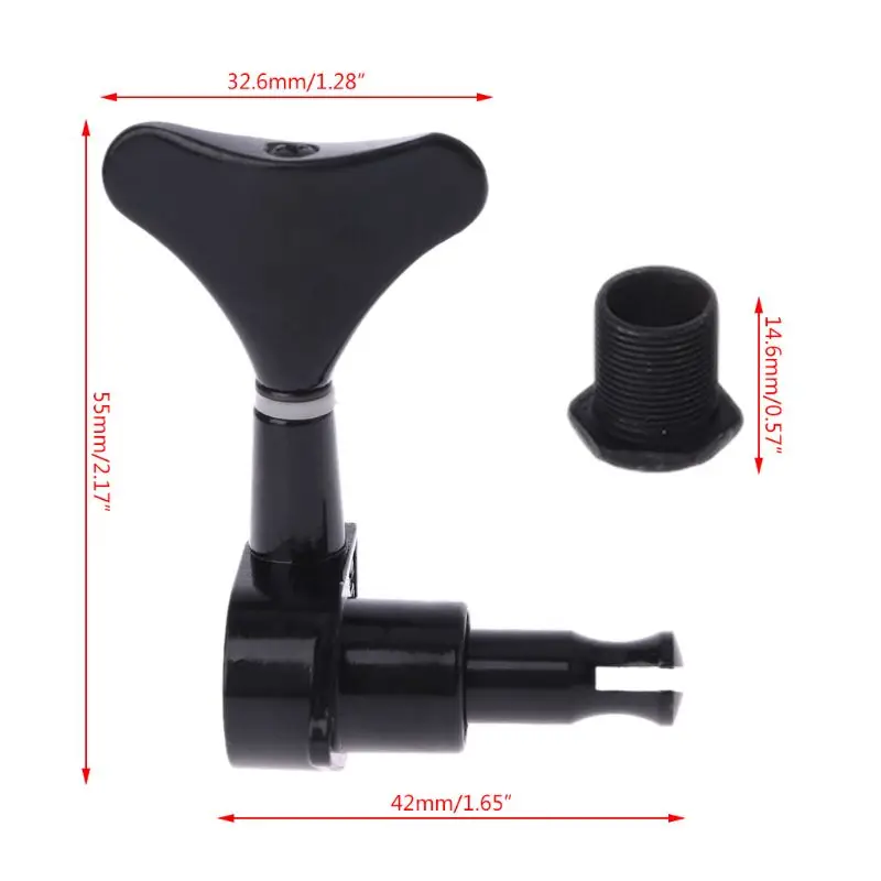 

New Guitar Sealed Tuners Tuning Pegs Machine Heads 2R2L For 4 String Bass Black R66E