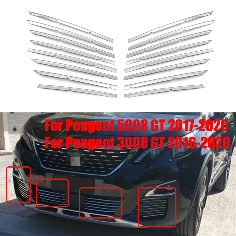 

GT 3008 Нижняя средняя сетчатая полоса + противотуманная полоса для Peugeot 3008 GT 2016-2020, для Peugeot 5008 GT 2017 -2020 , 3008GT 5008GT