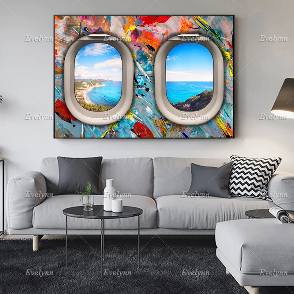 

Hd Print Poster Modular Graffiti Pictures Canvas Painting Window Seat Paint Splatter Wall Art Office For Living Room Home Decor