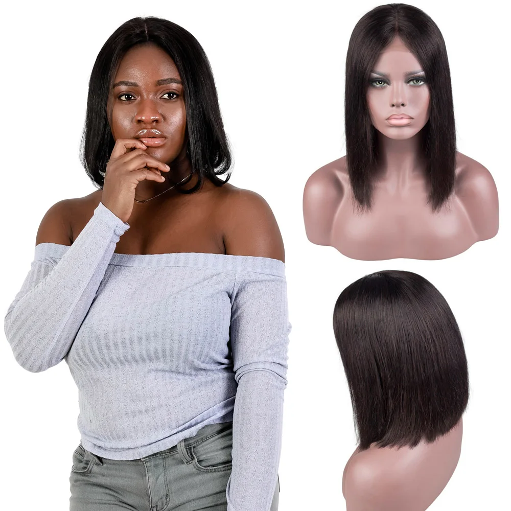 Парик из человеческих волос 13x4 для чернокожих женщин прямые бразильские волосы