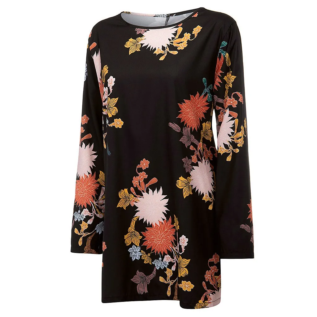 Женское свободное платье размера плюс с цветочным принтом для женщин богемное