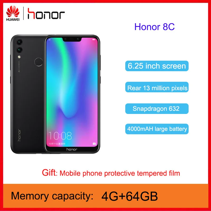 Huawei Honor 8C телефон с разблокировкой по лицу и защитой глаз экран 6 26 дюйма