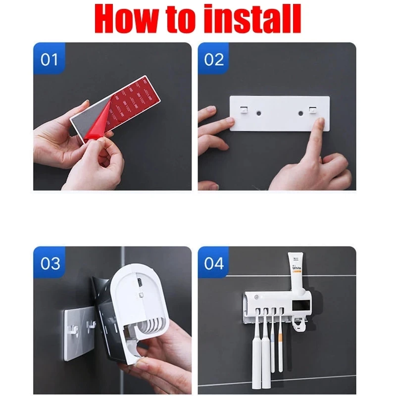 

Toothbrush Holder For Bathroom Automatic Toothpaste Squeezers Dispenser Home Cleaning Tool Wall-mounted Bathroom Accessories