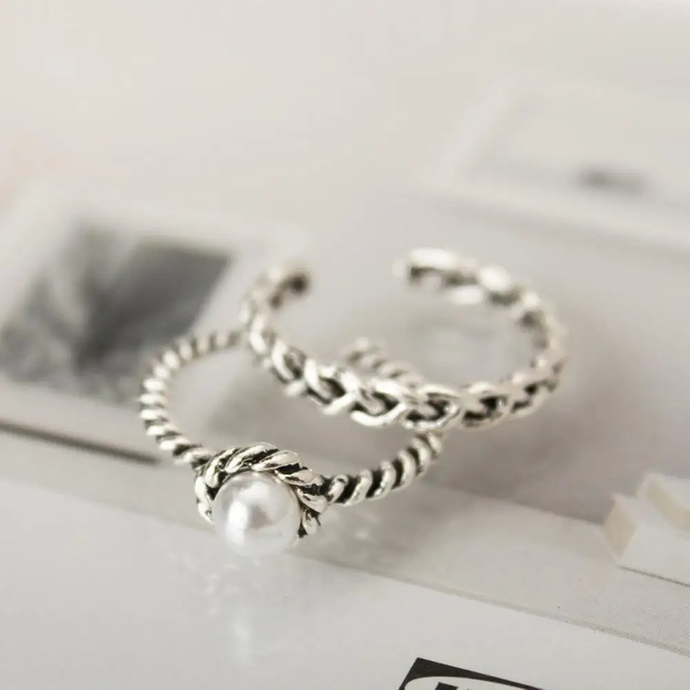 Винтажное Открытое кольцо в античном стиле витое плетеная вставка имитация