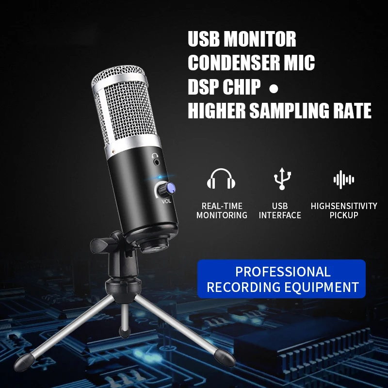 Комплект конденсаторного микрофона USB микрофон для записи ноутбука ПК YouTube видео