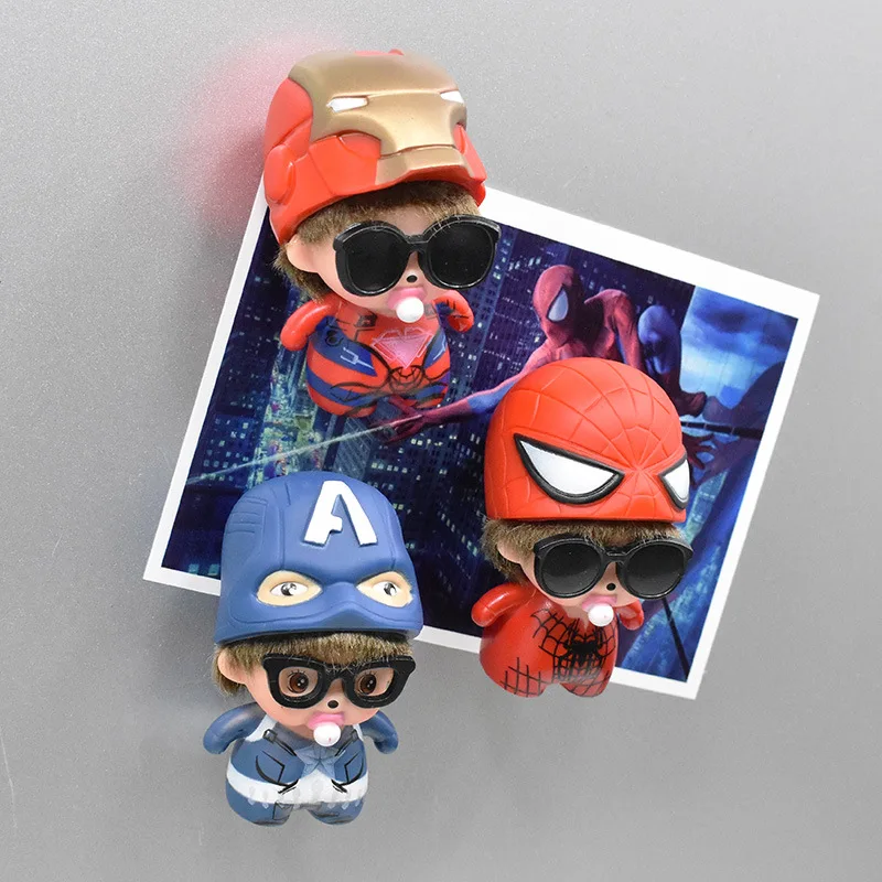 Капитан Америка Мстители наклейки на холодильник человек паук Железный 3D