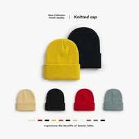 hooded woolen hats for men and women solid color outdoor no eaves woolen cap autumn and winter thickened warm knitted hat