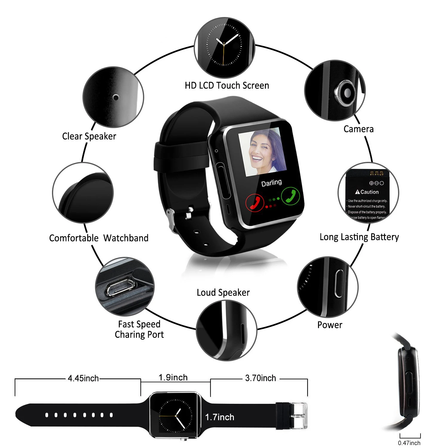 X7 Bluetooth Смарт-часы с камерой поддержка sim-карты TF сенсорный экран Будильник