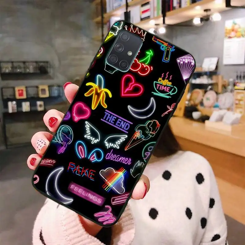 CUTEWANAN неоновый свет Любовь ТПУ чехлы для мобильного телефона из мягкого силикона