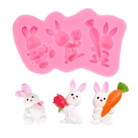 3d rabbit silicone mold easter bunny shape fondant cookie cake decorating handmade baking molds kitchen tool accessories