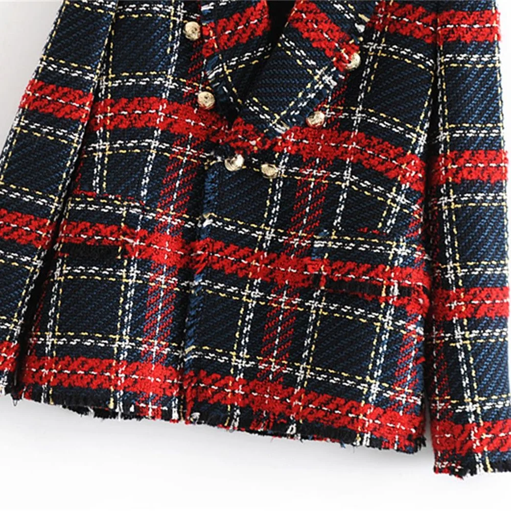 

Autumn 2019 women's new suit with long sleeve, double-breasted, small fragrance, retro twill tweed suit jacket