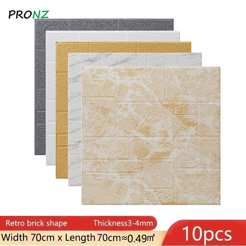 

3D Wall Stickers Thick Imitation Brick Marble Bedroom Decor Waterproof Self-adhesive Wallpaper Living Room TV Backdrop Decor